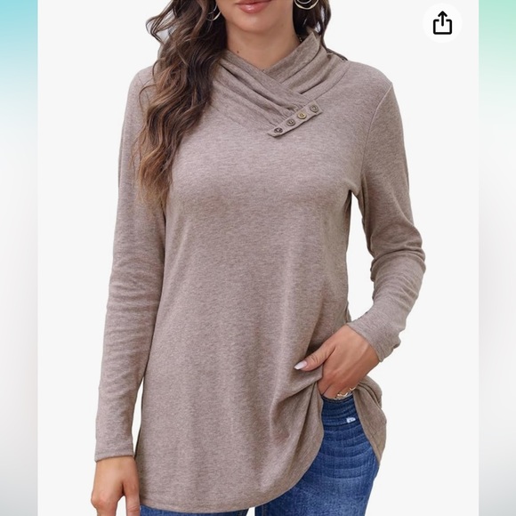 Bluetime - Cowl Neck Long Sleeve Tunic Top Casual Loose Pullover Shirt size XL - Picture 4 of 5